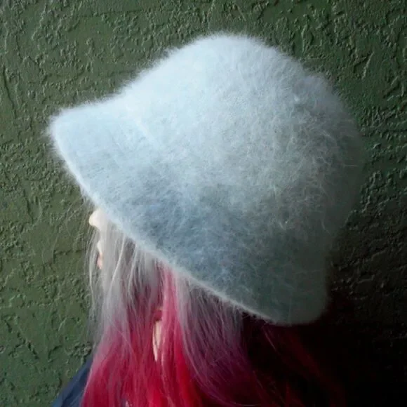 EUC Angora Mix - Rabbit Hair - Light Blue Winter Hat - Picture 5 of 8